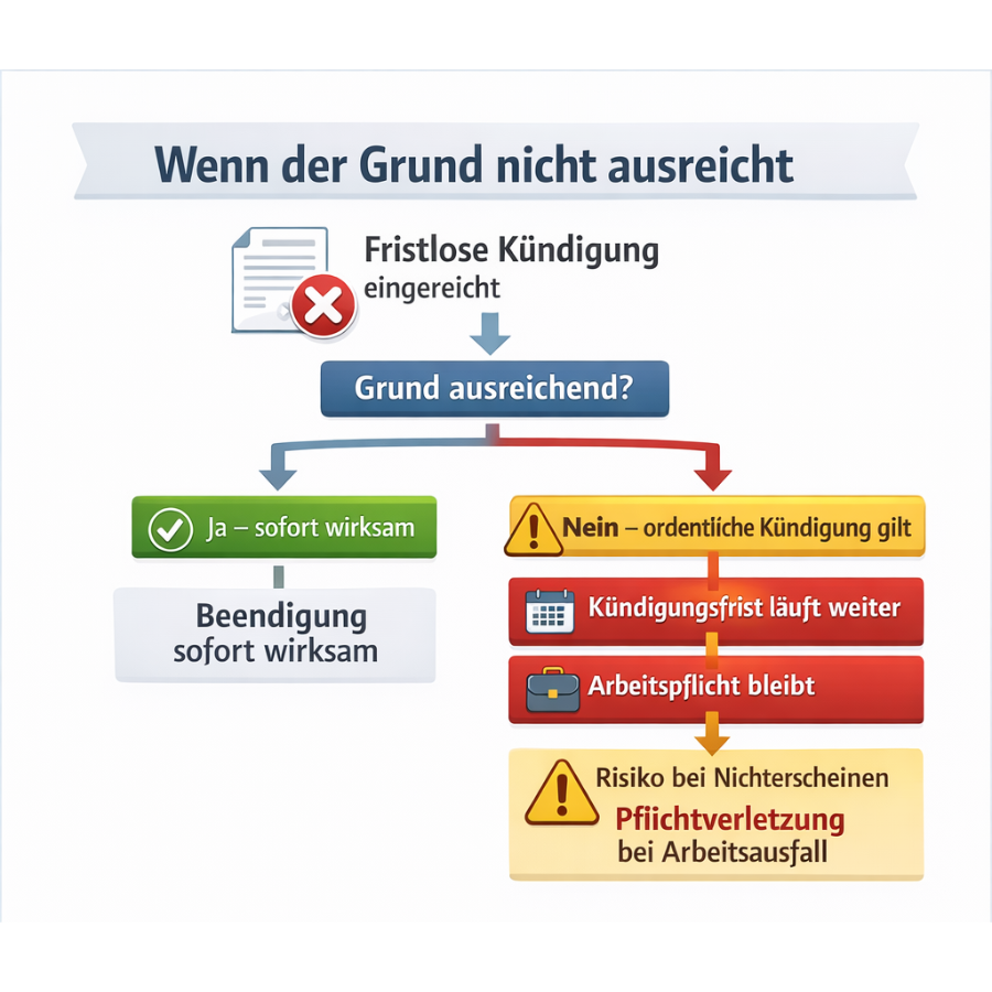 Fristlose Kündigung ungültig Folgen mit Kündigungsfrist und Arbeitspflicht erklärt