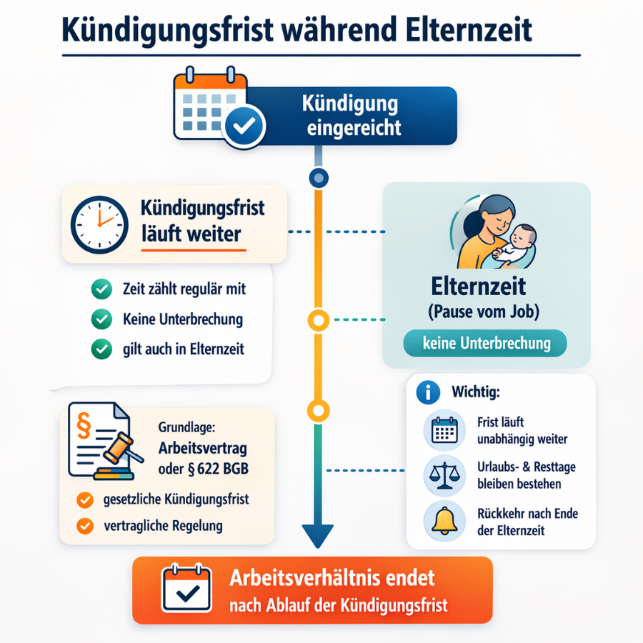 Kündigungsfrist während Elternzeit läuft normal weiter nach § 622 BGB erklärt