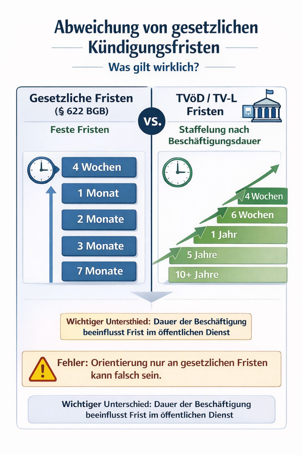 TVöD Kündigungsfrist vs gesetzliche Fristen Vergleich nach Beschäftigungsdauer