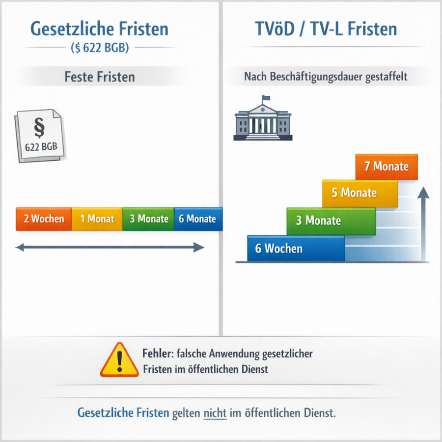 TVöD vs gesetzliche Kündigungsfristen Unterschied einfach erklärt